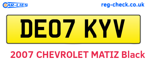 DE07KYV are the vehicle registration plates.