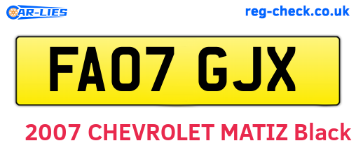 FA07GJX are the vehicle registration plates.