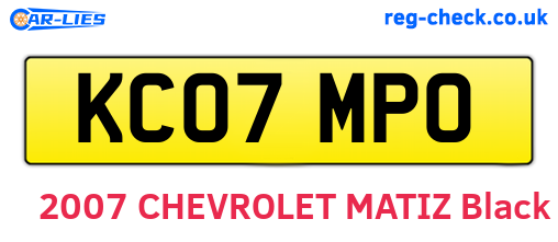 KC07MPO are the vehicle registration plates.