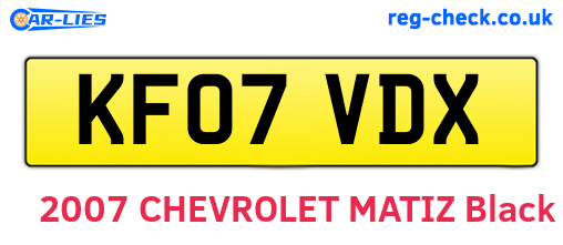 KF07VDX are the vehicle registration plates.