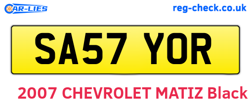 SA57YOR are the vehicle registration plates.