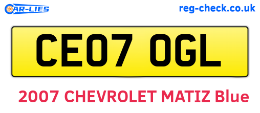 CE07OGL are the vehicle registration plates.