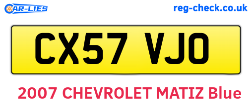 CX57VJO are the vehicle registration plates.