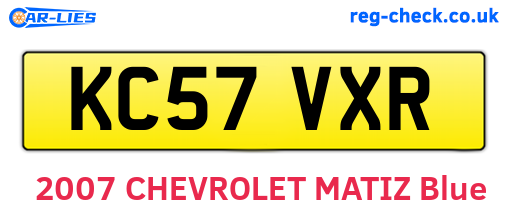 KC57VXR are the vehicle registration plates.