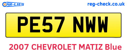 PE57NWW are the vehicle registration plates.