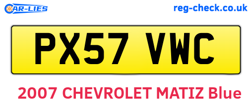 PX57VWC are the vehicle registration plates.