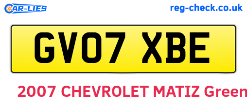 GV07XBE are the vehicle registration plates.