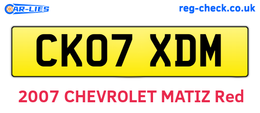 CK07XDM are the vehicle registration plates.