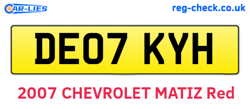 DE07KYH are the vehicle registration plates.