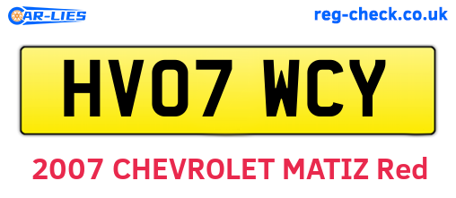 HV07WCY are the vehicle registration plates.