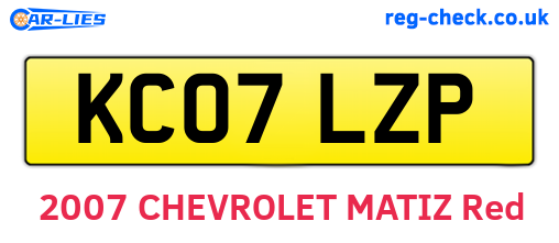 KC07LZP are the vehicle registration plates.