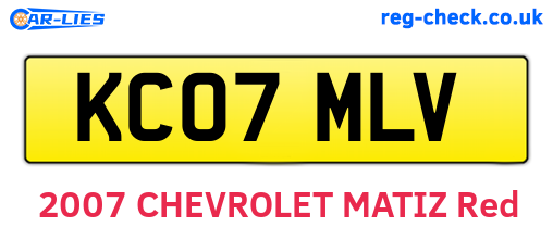 KC07MLV are the vehicle registration plates.