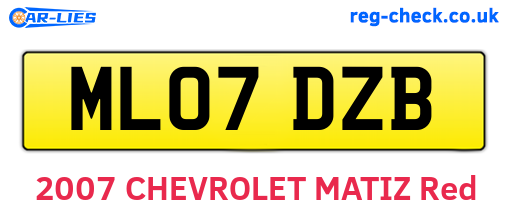 ML07DZB are the vehicle registration plates.