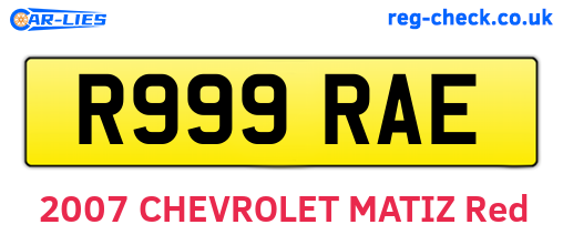 R999RAE are the vehicle registration plates.