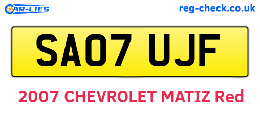SA07UJF are the vehicle registration plates.