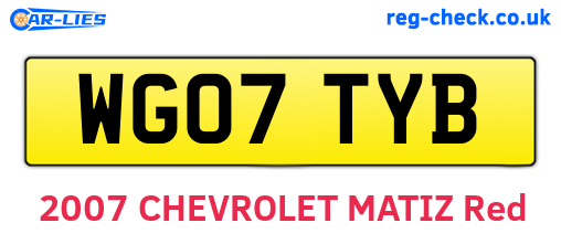 WG07TYB are the vehicle registration plates.