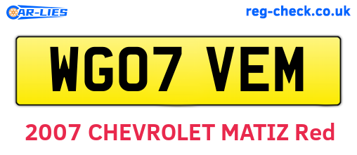 WG07VEM are the vehicle registration plates.