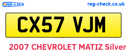 CX57VJM are the vehicle registration plates.