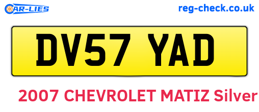 DV57YAD are the vehicle registration plates.