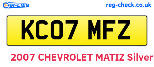 KC07MFZ are the vehicle registration plates.