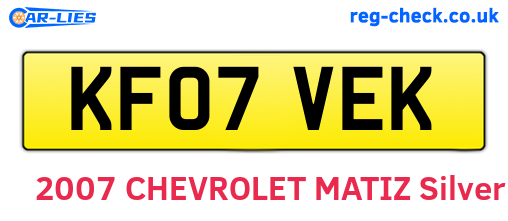 KF07VEK are the vehicle registration plates.
