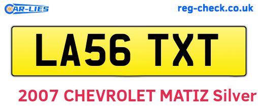 LA56TXT are the vehicle registration plates.