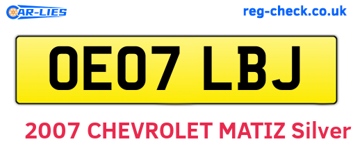 OE07LBJ are the vehicle registration plates.