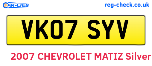 VK07SYV are the vehicle registration plates.