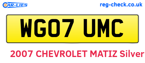 WG07UMC are the vehicle registration plates.