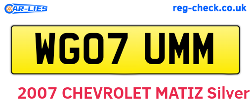 WG07UMM are the vehicle registration plates.