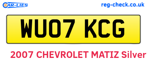 WU07KCG are the vehicle registration plates.