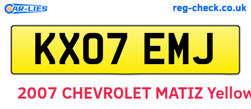 KX07EMJ are the vehicle registration plates.