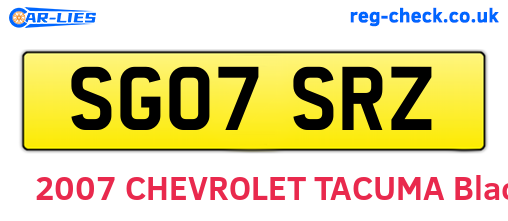 SG07SRZ are the vehicle registration plates.