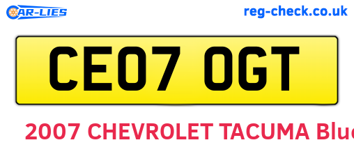CE07OGT are the vehicle registration plates.