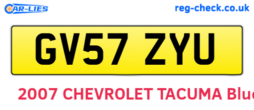 GV57ZYU are the vehicle registration plates.