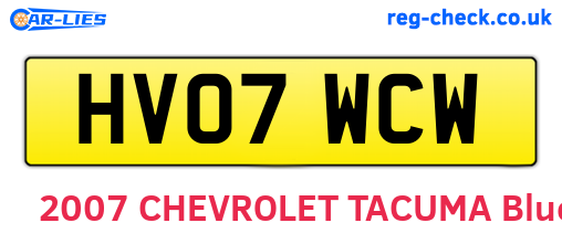 HV07WCW are the vehicle registration plates.