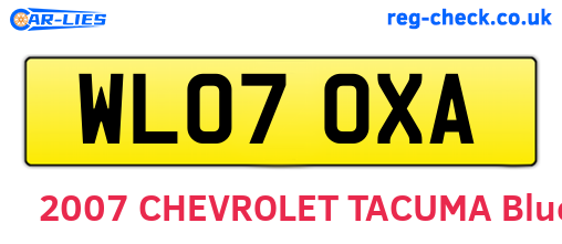 WL07OXA are the vehicle registration plates.