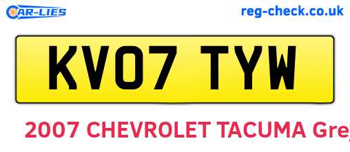 KV07TYW are the vehicle registration plates.