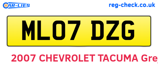 ML07DZG are the vehicle registration plates.