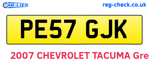 PE57GJK are the vehicle registration plates.