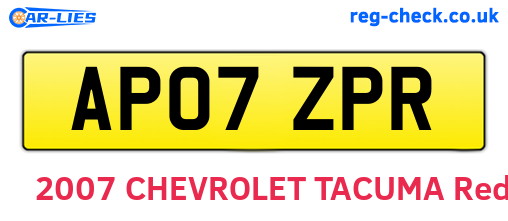 AP07ZPR are the vehicle registration plates.