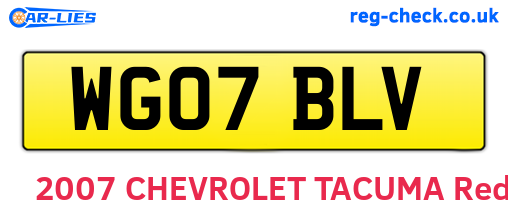 WG07BLV are the vehicle registration plates.