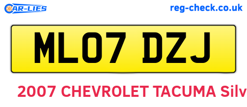 ML07DZJ are the vehicle registration plates.
