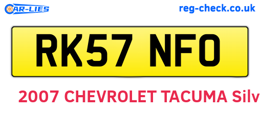 RK57NFO are the vehicle registration plates.