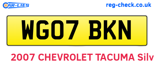 WG07BKN are the vehicle registration plates.