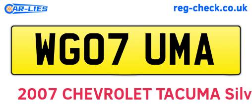 WG07UMA are the vehicle registration plates.