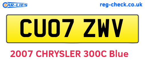 CU07ZWV are the vehicle registration plates.