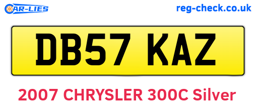 DB57KAZ are the vehicle registration plates.