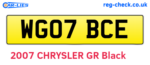 WG07BCE are the vehicle registration plates.