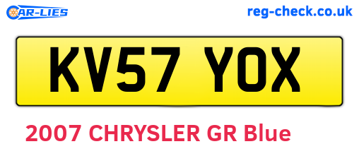 KV57YOX are the vehicle registration plates.